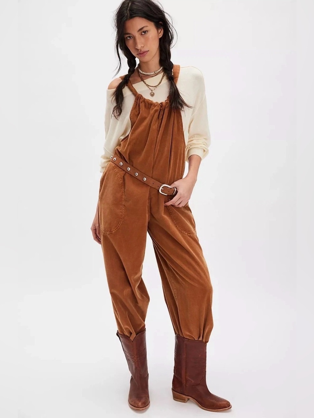 NWT *Sold Out* Free People We the Free Corduroy Freebird Jumpsuit in Cinnabae